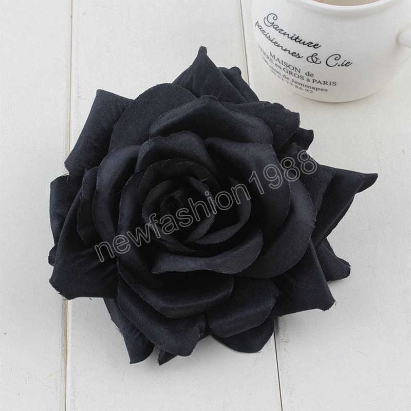 Elegant Big Artificial Flower Hair Clip Rose Flower Barrette Seaside Holiday Party Hairpin Brooch DIY Straw Hat Flower Head