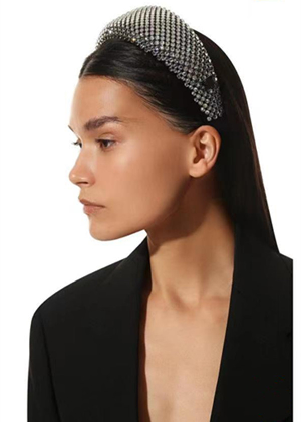 avec boîte nouveaux bandeaux de luxe en cristal grand rectangle diamant mode bande de cheveux ornement strass femmes dames bandeau accessoires