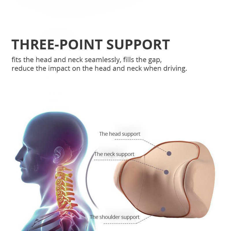 Neues Auto-Nackenstützkissen zur Linderung von Nackenschmerzen beim Fahren, Kopfstützenkissen für Autositze mit weichem Memory-Schaum, Beige/Schwarz/Grau