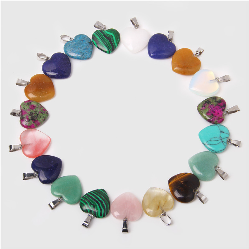 Pendentif en pierre en forme de cœur, étoile ronde, couleur mixte, assortiment de couleurs, pour la fabrication de bijoux, boucles d'oreilles, accessoires de Bracelet, DIY