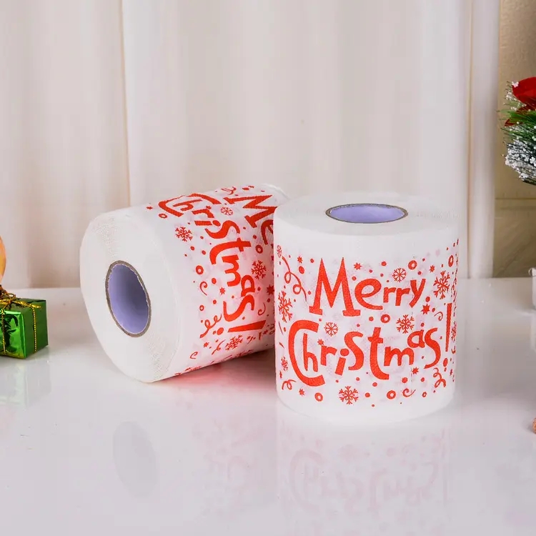 Joyeux Noël papier toilette impression créative modèle série rouleau de papiers mode drôle nouveauté cadeau écologique Portable I0315