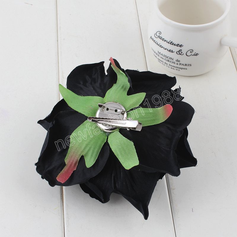 Elegant Big Artificial Flower Hair Clip Rose Flower Barrette Seaside Holiday Party Hairpin Brosch Diy Straw Hat Flower Head