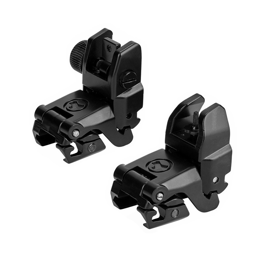 Mise à niveau MBUS Back-Up Mires holographiques pliantes avant et arrière Construction entièrement en métal Chasse Flip Up Sight pour M4 AR15 fit Picatinny Rail