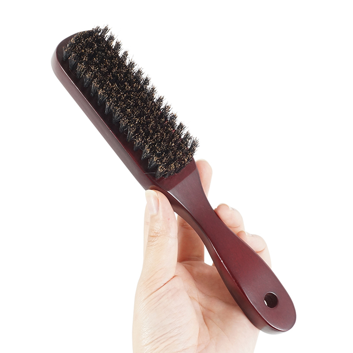 Manche en bois brosse de nettoyage en poils de sanglier coiffure hommes brosse à barbe antistatique barbier peigne de coiffure outils de rasage