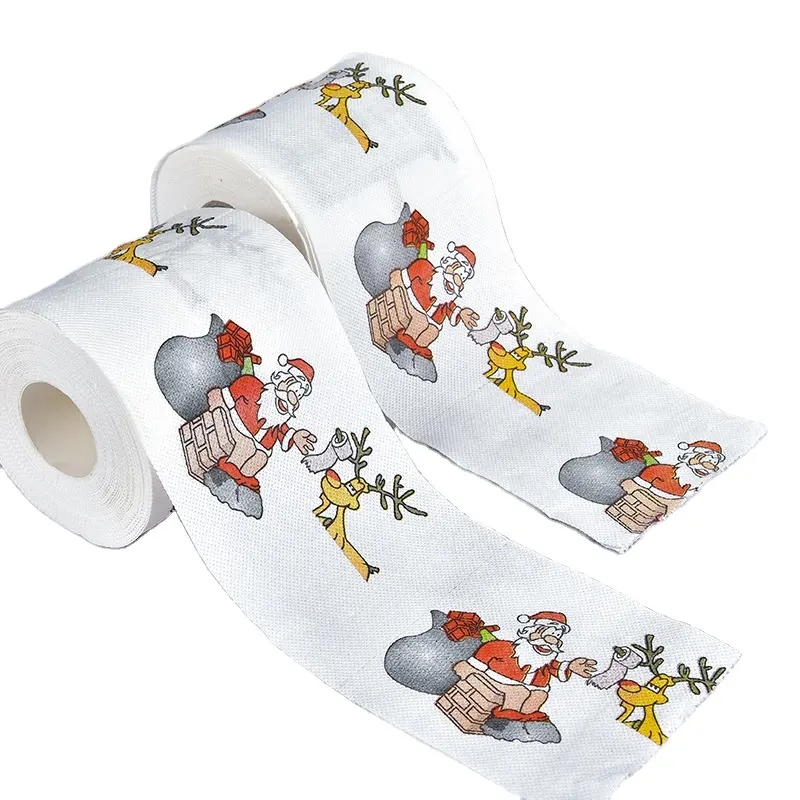 Joyeux Noël papier toilette impression créative modèle série rouleau de papiers mode drôle nouveauté cadeau écologique Portable I0315