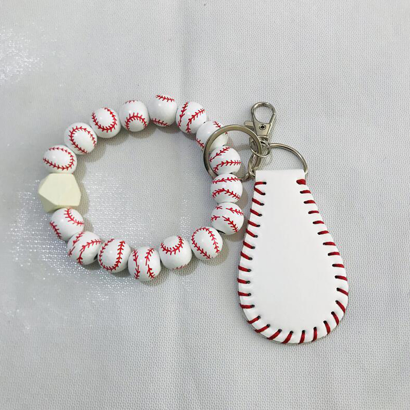 Personlig baseballpärrad armband nyckelring pu läder nyckelring pendelle dekoration handled nyckel kedjan nyckelring