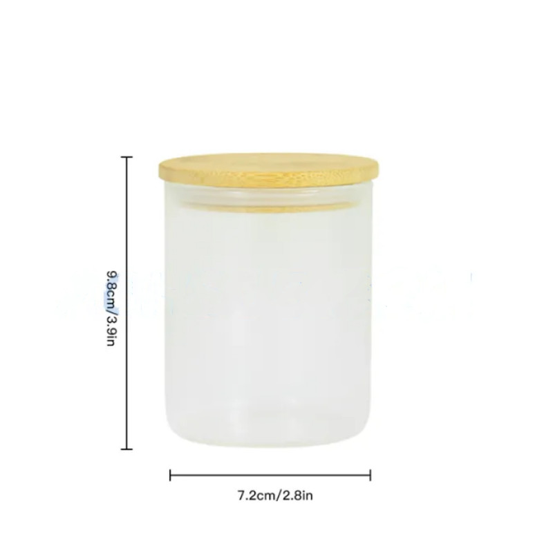 US Warehouse 10oz Sublimation Candles Halter Jar Glühen im Dunkeln mit Bambusdeckel Deckel gefrostet Candle Cup Wachs Cream Duft Tumbler Glasflasche Decoracion B5