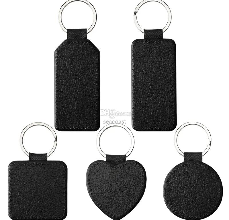 Party Favor Sublimation key chain blank PU leather keychain hot transfer printing key ring single-sided printed keychain diy Strip Gifts Gift White