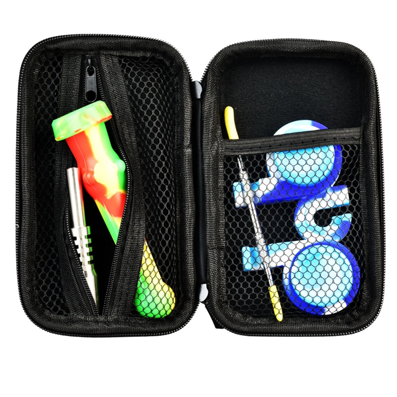 Colorful Silicone Pipe Travel Kit Portable Dry Herb Tobacco Oil Rigs Nails Tip Straw Dabber Spoon Storage Box Hand Stash Case Waterpipe Bong Cigarette Smoking Holder