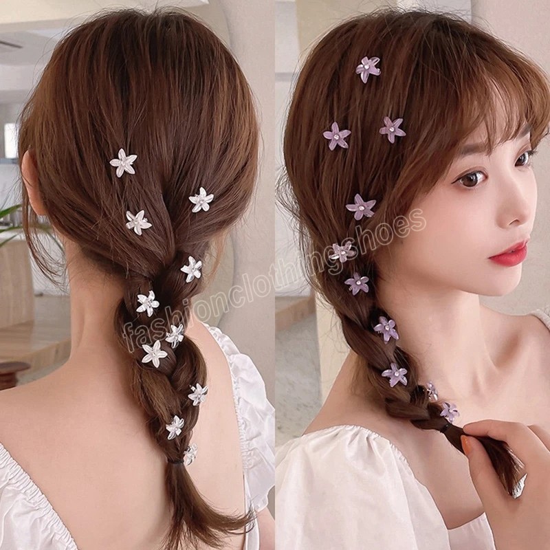 Children's Hair Clip Braided Hair Small Flower Hair Buttons Hairpin Girl Cute Headdress Girl Mini Hair Claw Hair Accessories