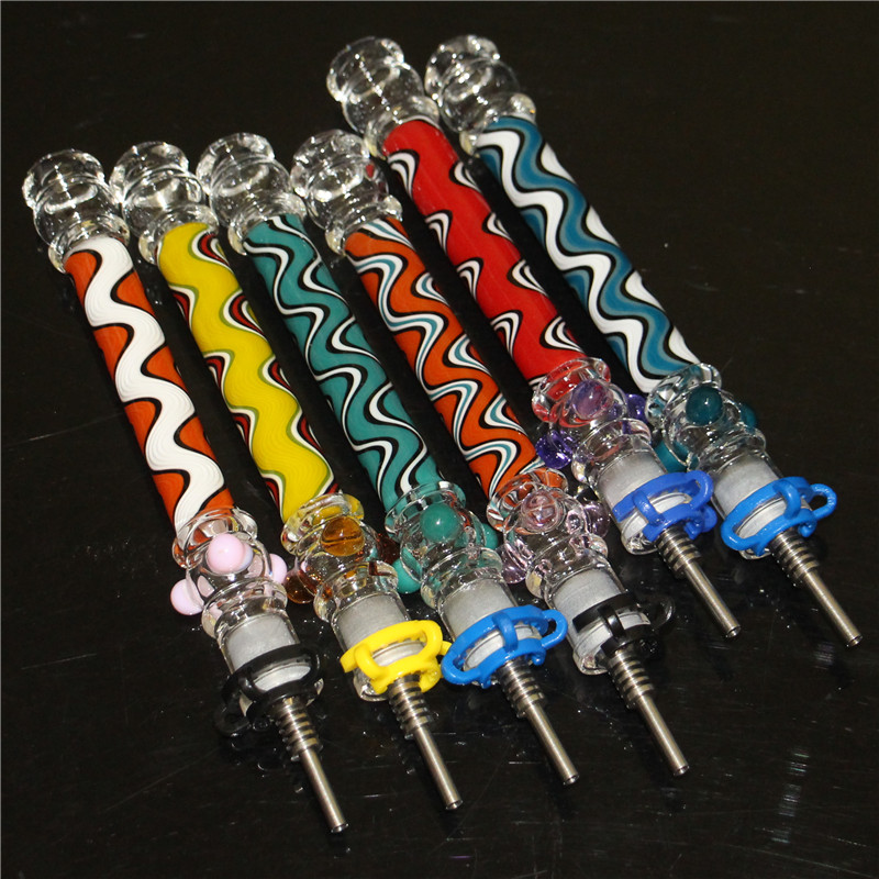 Hookah Bong Mini Nectar Pipe Kit med Titanium Tip Nail Quartz Tips 10mm Mini Glass Pipe Micro NC Set