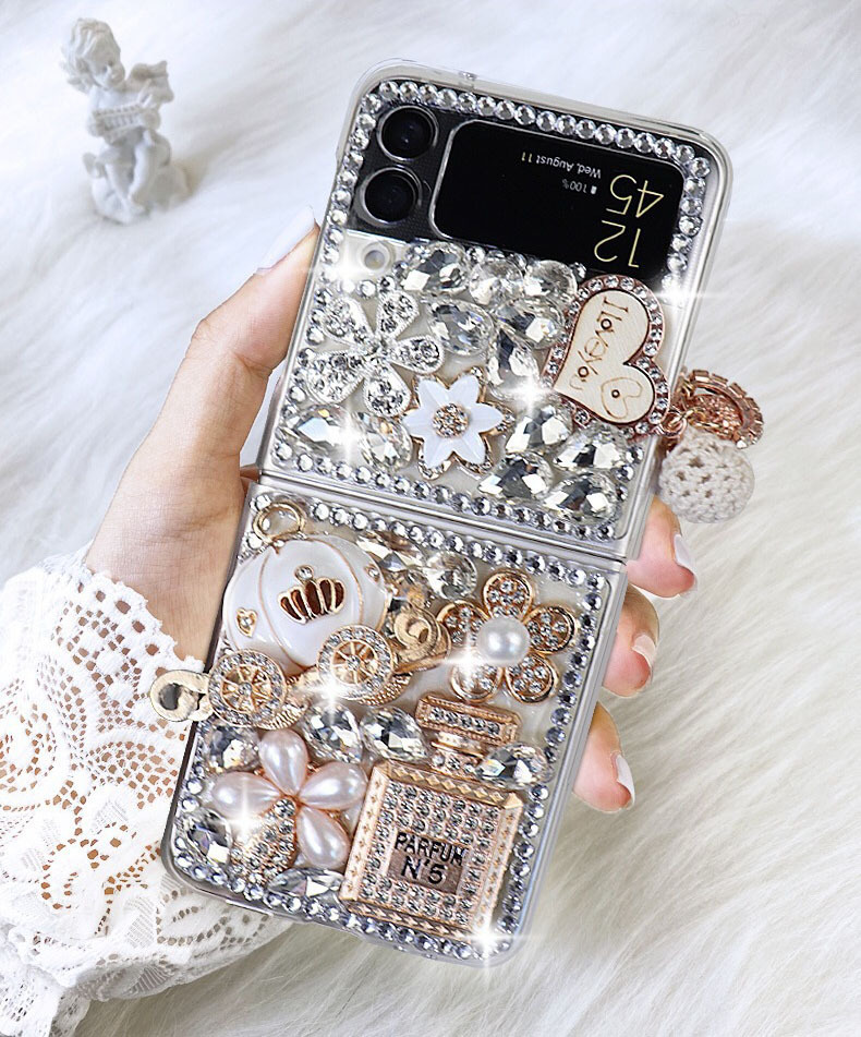 Princess Diamond Cases pour Samsung Galaxy zflip4 zflip5 Crystal Rhinestone Luxury Cover couvertures arrière en silicone pour flip4 5 coque antichoc en silicone pour dame