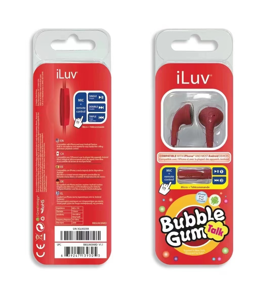 Kostenlose DHL! Ilu Bubble Gum Talk Generation 2 3. Kopfhörer farbenfrohe kabelgebundene Handfree 3,5 -mm