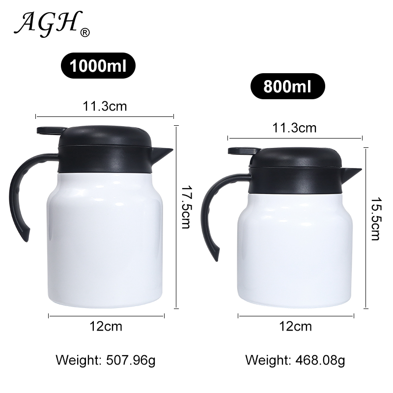 27oz 32oz sublimation Thermal Tea Coffee pots Carafes white Stainless Steel Double Walled Insulated Vacuum Flask Thermos Coffee pot with Press Button Top tea filter