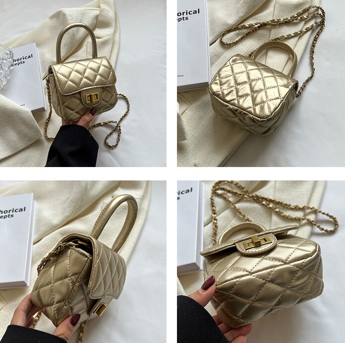 Children's simple handbags small square bag fashion handbag baby texture embroidery chain crossbody bags