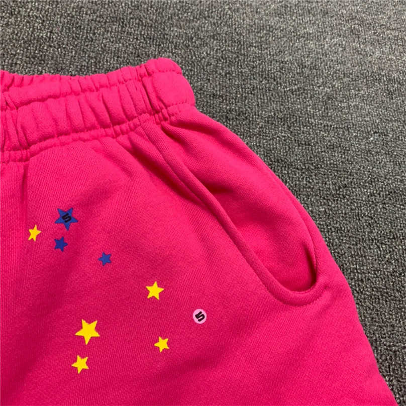 Men's Pants Pink Spider 555555 Sweatpants Men Women 1 1 Web  555555 Pants Foam Print Drawstring Terry Trousers