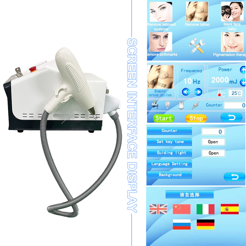 Nd yag laser détatouage portable q switch rajeunissement de la peau lazer pigmentation traitement équipement de beauté multifonctionnel