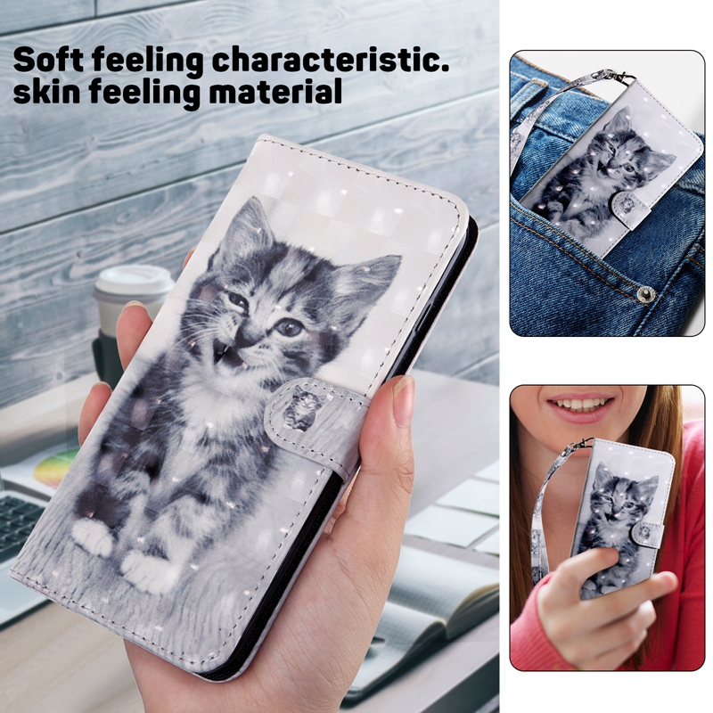 3D Flower Leather Wallet Wallet for Samsung A24 A34 5G Xiaomi 11t 12t Pro Redmi 11a Moto E13 G23 E13 G73 Google 8 7 7a Rose Sakura Butterfly Cut