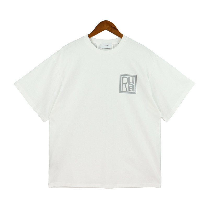 23new Summer Mens 티셔츠 여성 Rhude 디자이너 남성 탑 레터 폴로 폴로 자수 Tshirts 의류 짧은 슬리브 Tshirt 큰 티