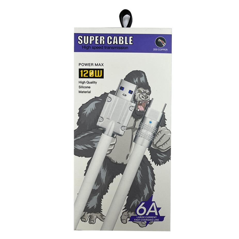 120W Super szybkie ładowanie kabla metalowego stopu cynku płyn Silikonowy mikro USB typu Cable USB Kabel USB z pudełkiem detalicznym