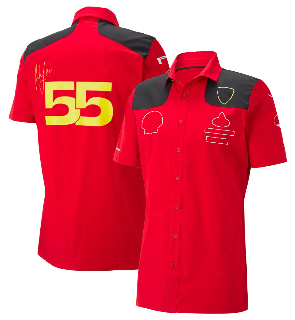 2023 Nuovo abbigliamento da corsa F1 Camicie T-shirt Piloti della squadra di Formula 1 Stessa camicia estiva rossa a maniche corte T-shirt Abbigliamento da lavoro da uomo personalizzato
