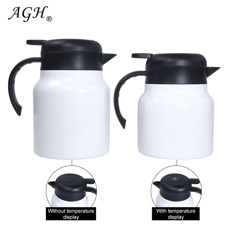 27oz 32oz sublimering termisk te kaffekrukor carafes vit rostfritt stål dubbel väggad isolerad vakuumkolv termos kaffekanna med pressknappens topp te filter