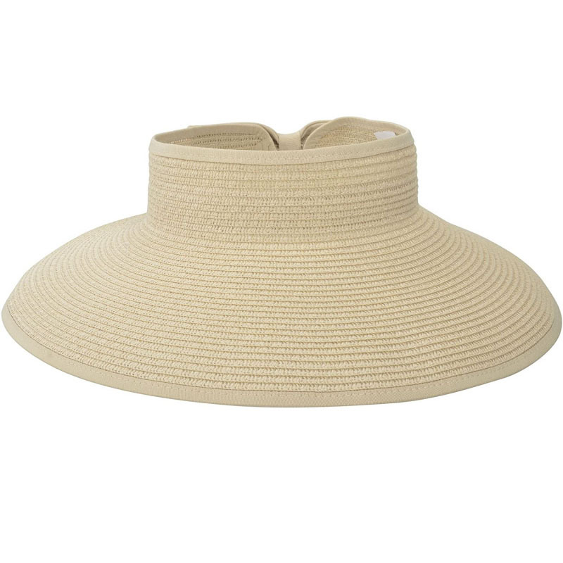 Sun Visors Hat Dames Beach Straw hoeden Wijd rand Zonder Zonn hoed Roll Up Visorponytail Cap voor reizen