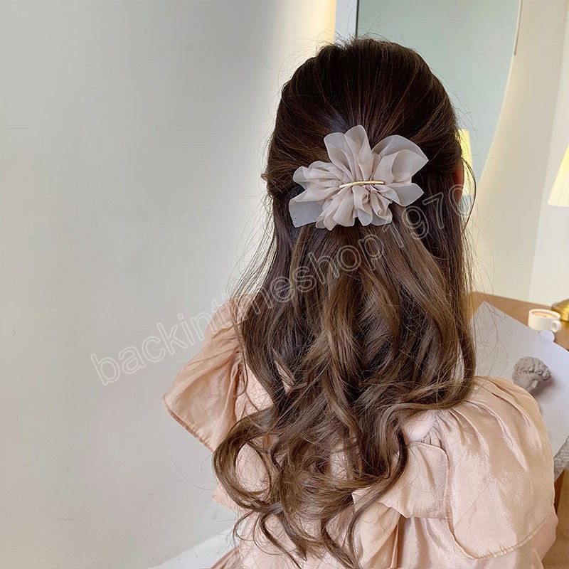 Women Chiffon Flower Hairpin Wedding Bride Bridesmaid Hair Clip Daily Party Weacher Girl Clip Clip Accessori capelli moda