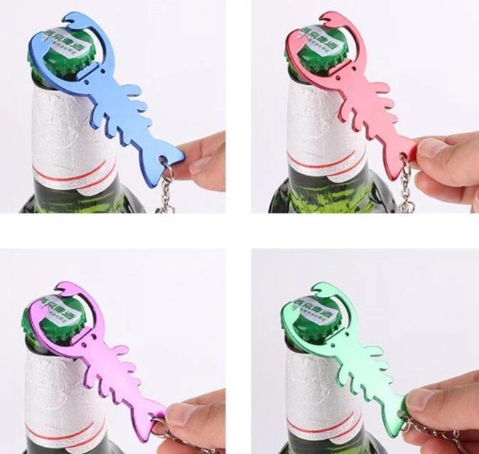 Yaratıcı ıstakoz metal şişe açıcıları anahtarlık anahtarlık tanıtım hediyesi bira içecek şişesi açıcı