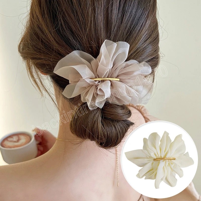 Vrouwen chiffon bloem haarspeld bruiloft bruid bruidsmeisje haarclip dagelijks feest headweer meisje paardenstaart clip mode haaraccessoires