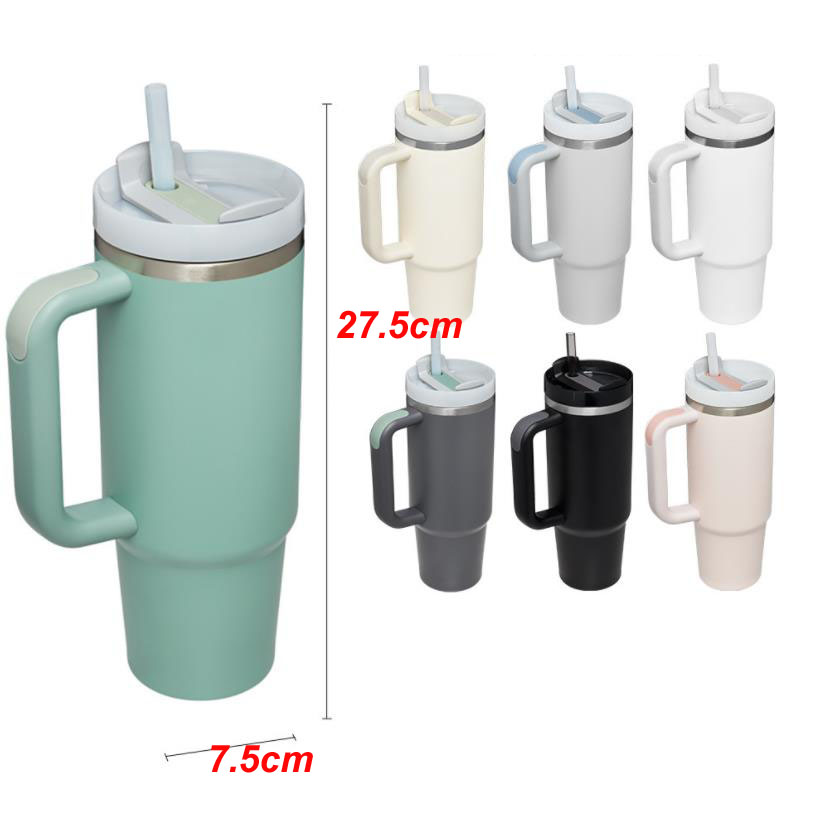 2023 Mugs New Car Cup Second Generation 40oz Ice Cream Cup Silicone Handle Coffee Cup Gummifärg Rostfritt stål Isoleringskopp