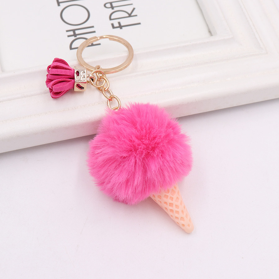 Ice Cream Keychain Mignon Sac Cartoon Porte-clés Imitation Rex Fourrure De Lapin En Peluche Pendentif Cône De Voiture Boule De Cheveux Sac Accessoires Porte-clés 5 * 14cm