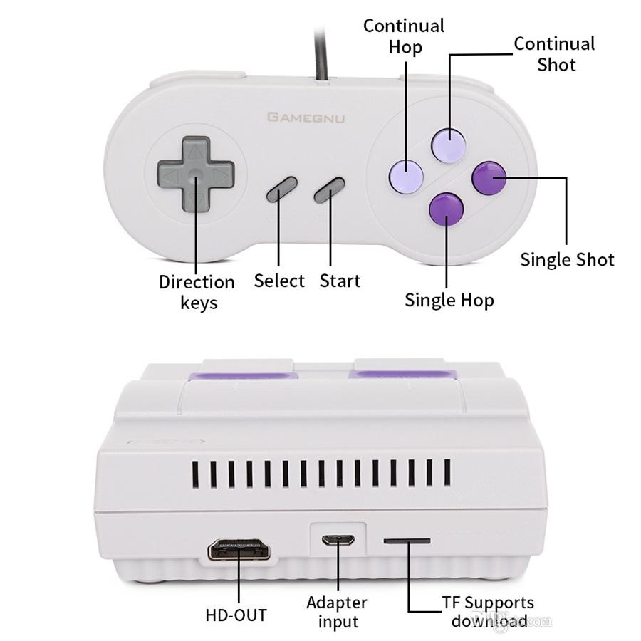 Console videogiochi Mini HD TV di fabbrica Console giochi famiglie edizione portatile 821 Classic giochi SNES Dual Gamepad