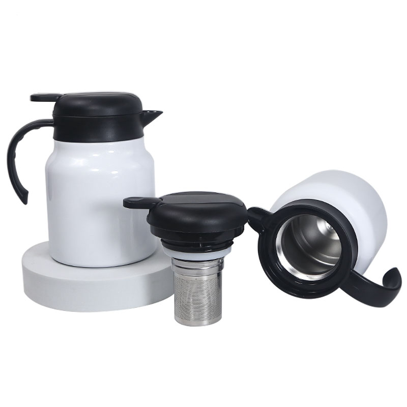 Sublimazione Caraffa termica caffè Thermos in acciaio inossidabile 27oz 34oz Teiera a doppia parete con filtro tè rimovibile Caffettiera calda da 1000 ml