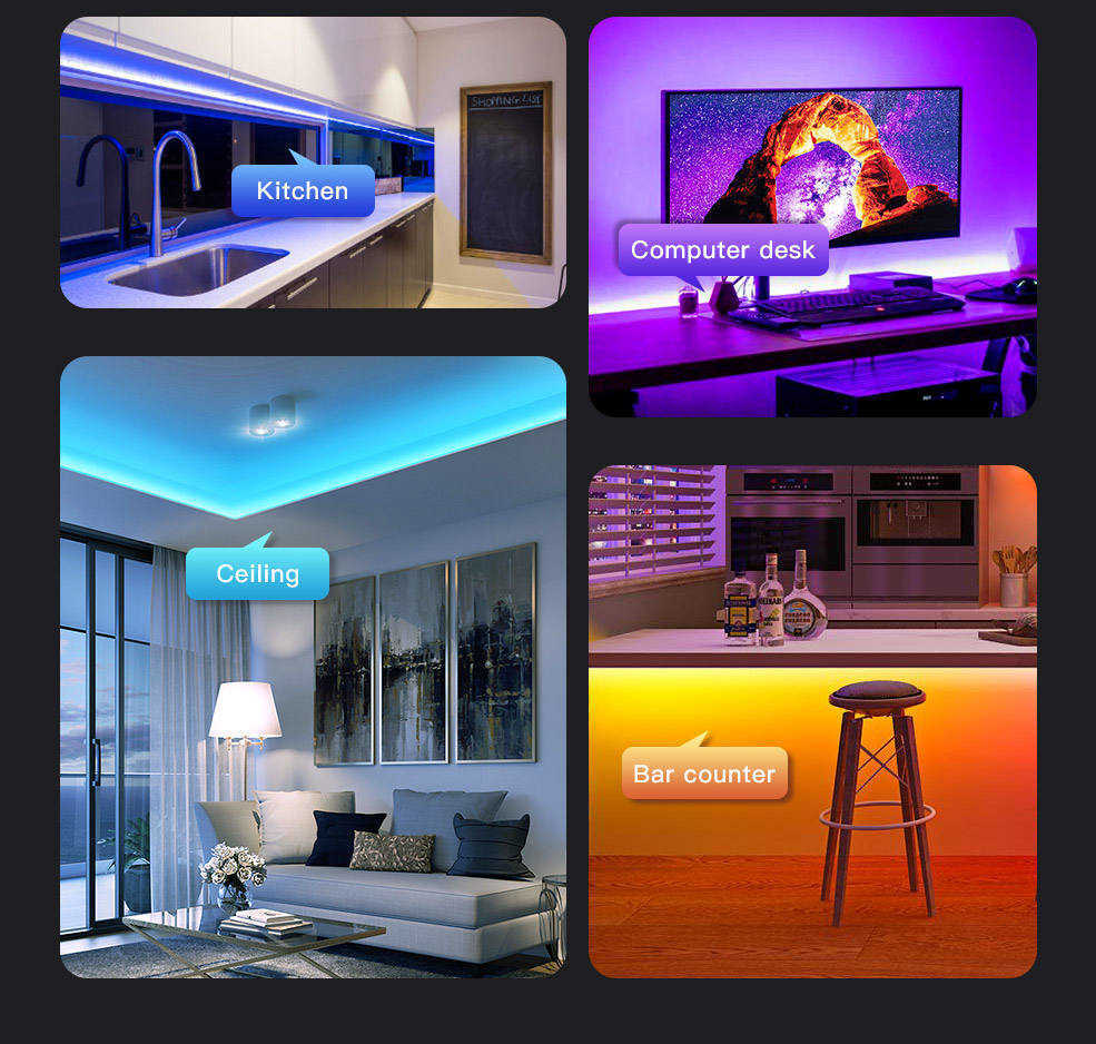 Bandes LED Bande lumineuse LED Télécommande 3 touches 24 touches 44 touches Glace LED 5050 Couleur de la lumière Ruban RVB pour chambre TV Rétroéclairage Décoration de Noël P230315