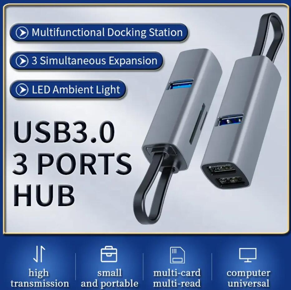 Aluminum Mini usb hub USB 3.0 2.0 SD TF Hub Mini High Speed Hub Splitter for computer laptop 5 in 1 usb hub