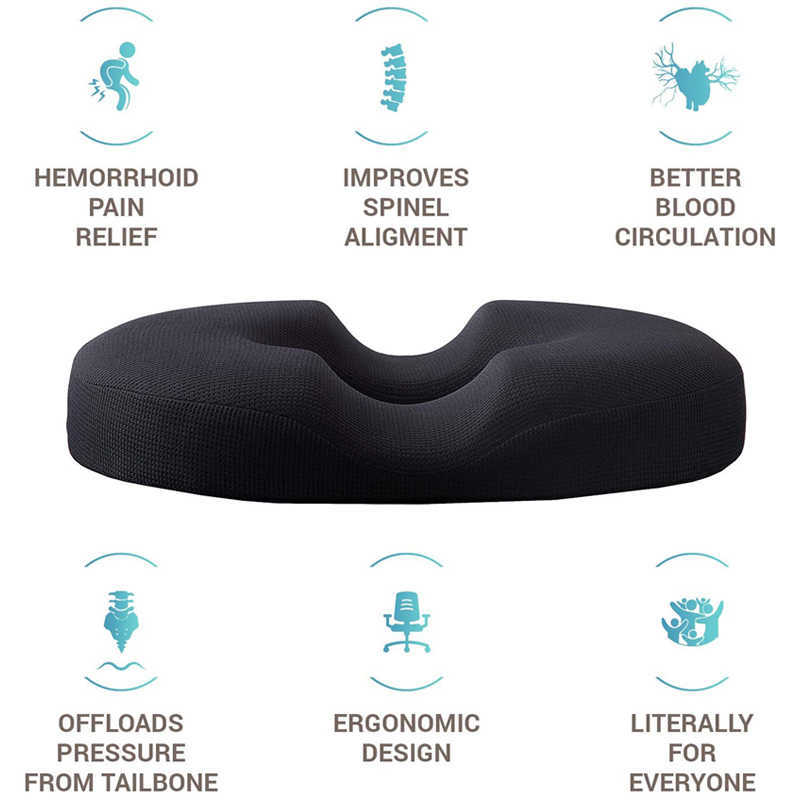 Nouveau Donut Coccyx Oreiller - Hémorroïdes Coussin Donut Coussin de siège Soulagement de la douleur pour les hémorroïdes Lit Plaies Prostate Coccyx Sciatique