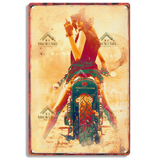 Pin Up Girl Plaque Métal Vintage Tin Sign Plaque Décoration Murale Pour Garage Artisanat Affiche Moto Bar Man Cave Pub Décoration30X20cm W03