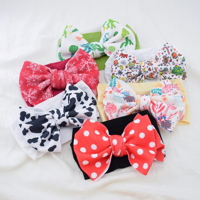 i Big Bow Belt Fasce bambini Stampa bambini Fasce fiori bambini Capelli bohémien Accessori la primavera e l'estate Avvolgere la testa Ragazze bambini