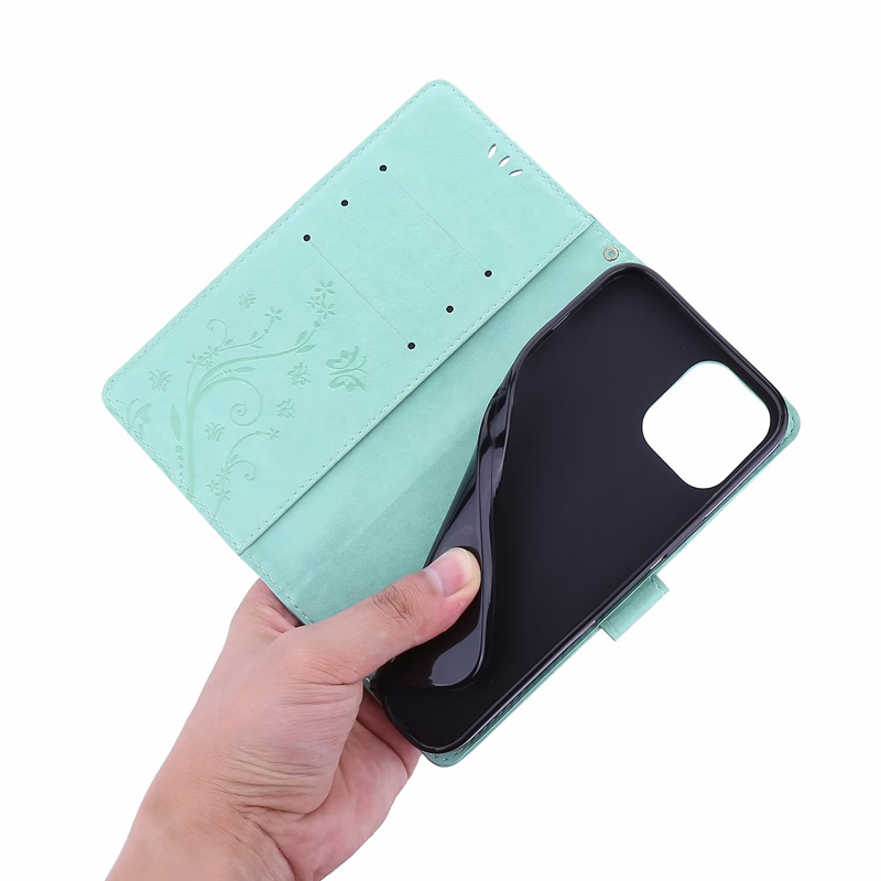 Flower Butterfly Leather Wallet Cases for iphone 14 pro max 13 12 11 XR XS MAX 6G 7G Fashion Luxury Flip Cover Card Slot ID Holder Pouch