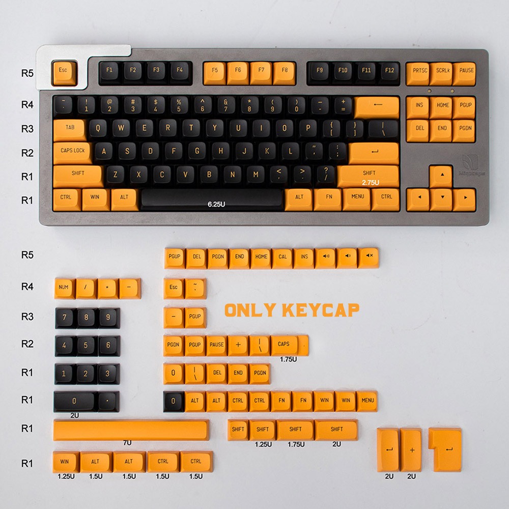 150 touches Keycaps Double Shot MSA profil Keycap anglais personnalisé jaune noir bourdon pour clavier mécanique de jeu 61/64/68