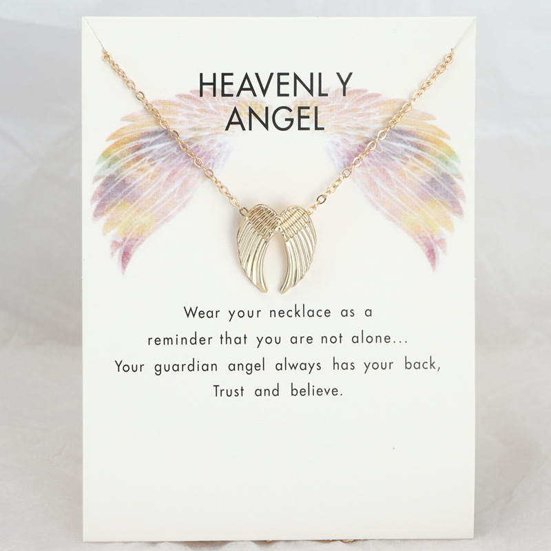 Fashion Gold Angel Letters Wing hanger vrouw ketting ontwerper sieraden Zuid -Amerikaanse legering verzilverde ketting mans kettingen choker met kaartvriend cadeau