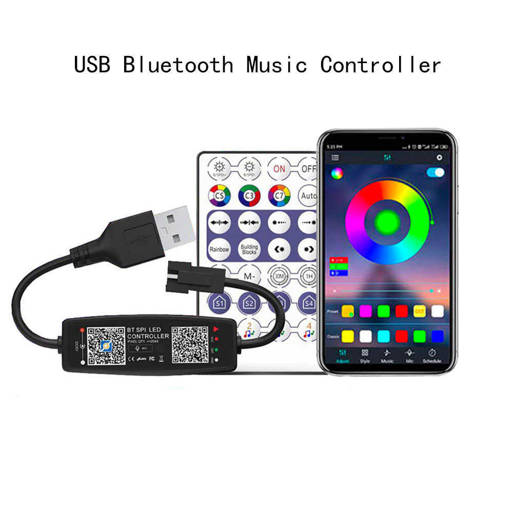 LED Strips DC5V WS2812B RGB Individually Addressable Flexible Digital Panel LED Matrix Light With 28Keys Bluetooth Mic Music Controller Kit P230315