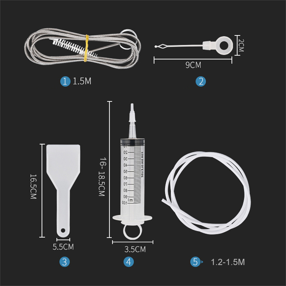 新しい冷蔵庫排水排水クリーンブラシドレッジツール1.5m排水穴キットウォッシュブラシ吸引シリンジホース冷蔵庫クリーナースティック