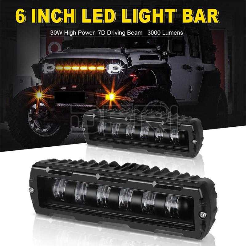 LED -stroken 6 inch 7d 6d LED Light Bar Offroad Driving Licht Licht Werklamp Mistlampen voor motorfiets 4x4 ATV SUV Truck Tractor 12V 24V P230315