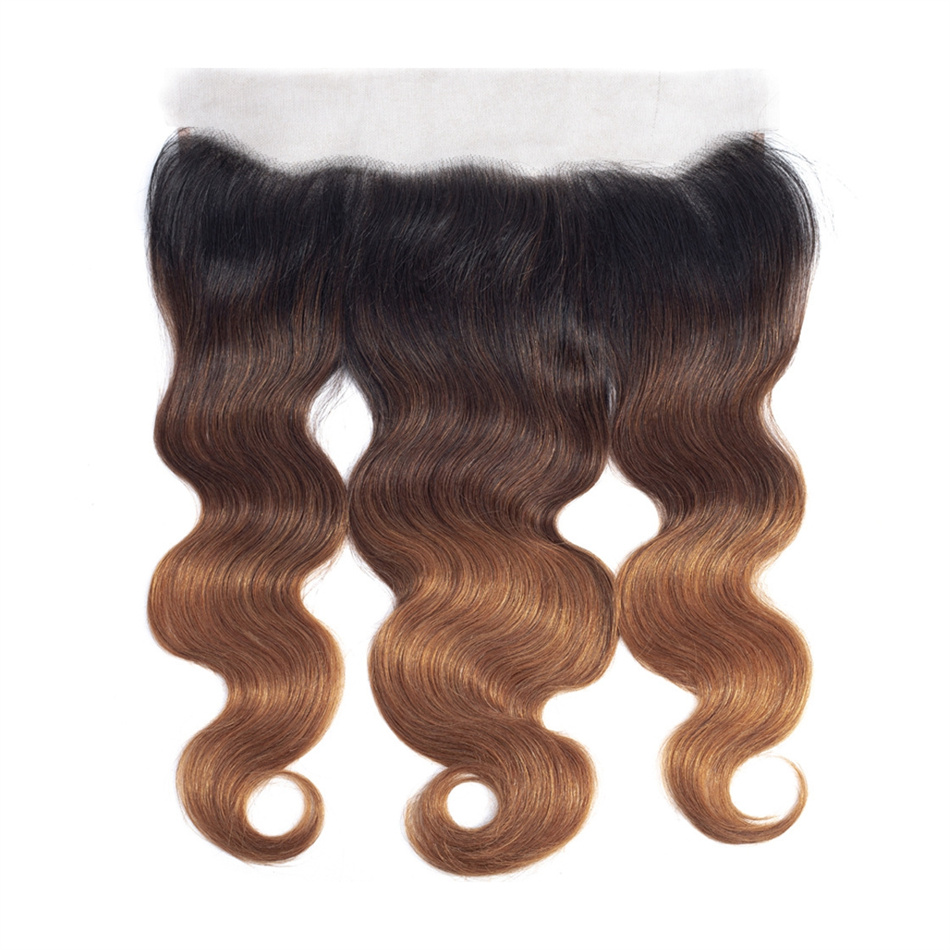 Brazilian Human Hair 13x4 Lace Frontal Closure Body Wave Ombre Color 1b/4/30 Frontal with Baby Hair