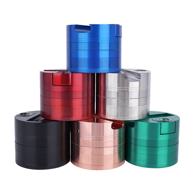 Fumer Coloré En Alliage De Zinc Multifonctionnel Herbe Sèche Tabac Moudre Épice Miller Grinder Filtre En Verre Amovible Bol Pipes À Main Briquet Portable Stash Case