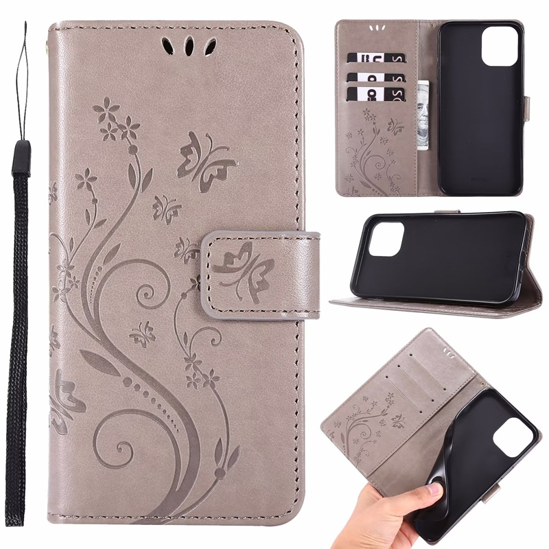 Flower Butterfly Leather Wallet Cases for iphone 14 pro max 13 12 11 XR XS MAX 6G 7G Fashion Luxury Flip Cover Card Slot ID Holder Pouch