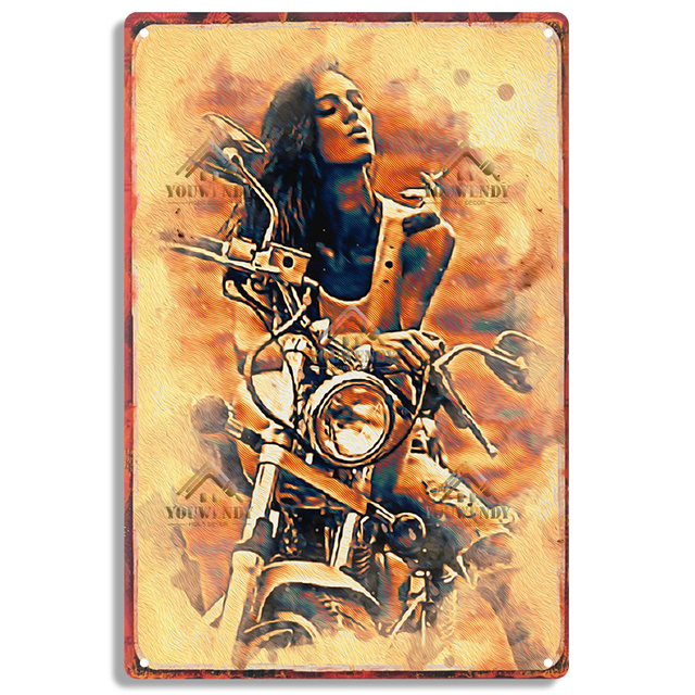 Pin Up Girl Plate Metal Metal Vintage Sinpling Placa Decoração de parede para Artesanato de Garagem Poster Motor Man Cave Pub Decoration30x20cm W03