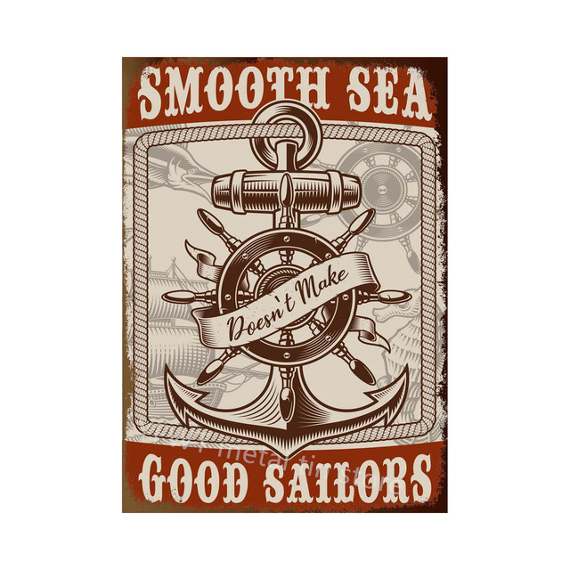 Anchor Navigation Tin Sign Metal Signs Vintage Nautical Dream Art for Beach Beach House Seaside Man Cave Wall Decoration 30X20cm W03